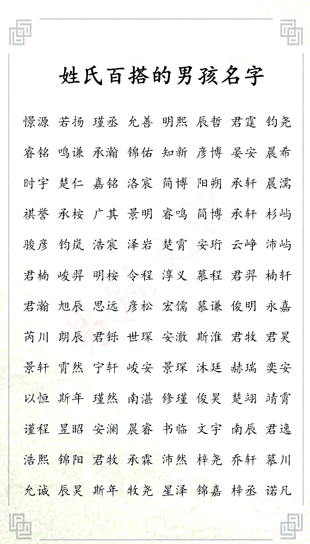 科普展现:男生姓名（男生姓名大全三个字）